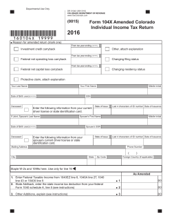 Form 104X Amended Colorado Individual Income Tax Return