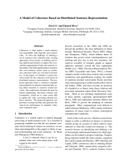 A Model of Coherence Based on Distributed Sentence Representation