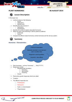 PLANT HORMONES 06 AUGUST 2014 Lesson