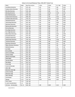 2016-2017 School Start and Dismissal Times