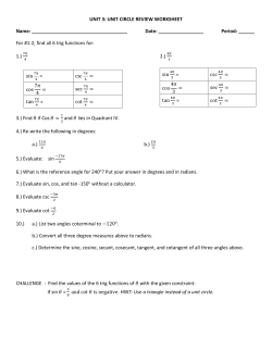Unit Circle Review WS