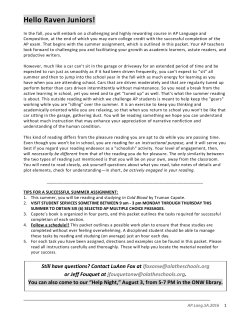 Hello Raven Juniors!