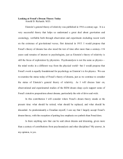 Looking at Freud`s Dream Theory Today Arnold D. Richards. M.D.