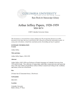 Arthur Jeffrey Papers, 1920-1959
