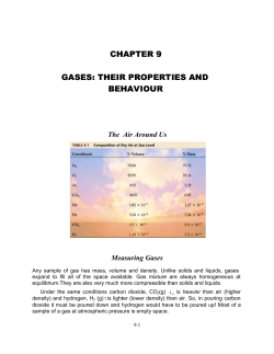 CHAPTER 9 GASES: THEIR PROPERTIES AND BEHAVIOUR