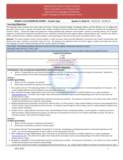 GRADE 11 ELA EXEMPLAR LESSON