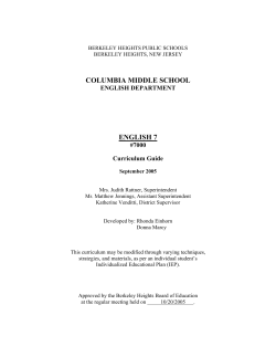 columbia middle school english 7 - Berkeley Heights Public Schools