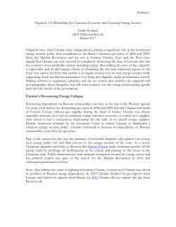 Holland 1 Oligarchy 2.0: Rebuilding the Ukrainian Economy and