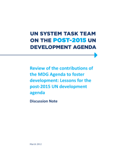 Review of the contributions of the MDG Agenda to foster development