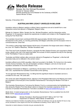 Australian WW1 Legacy Unveiled in Belgium