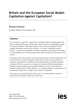 Britain and the European Social Model: Capitalism Against