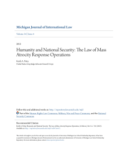 Humanity and National Security: The Law of Mass Atrocity