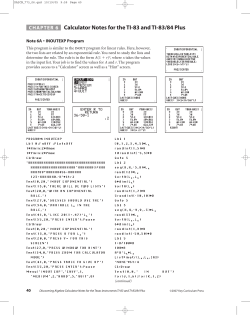Calculator Notes for TI-83 and TI