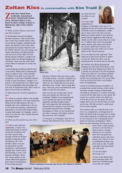 10 The Brass Herald February 2016 Zoltan Kiss in conversation with