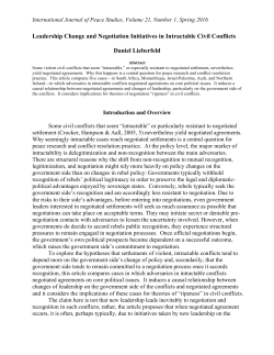 Leadership Change and Negotiation Initiatives in Intractable Civil