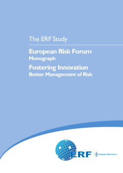 The ERF Study European Risk Forum Fostering Innovation