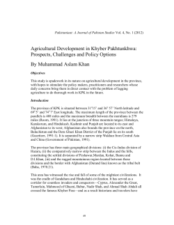 Agricultural Development in Khyber Pakhtunkhwa