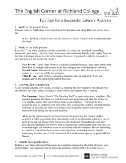 Ten Tips for a Successful Literary Analysis