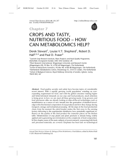 crops and tasty, nutritious food &ndash; how can metabolomics help?
