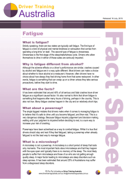 Fact Sheet - 6 Fatigue - Driver Training Australia