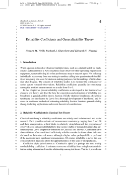 Reliability Coefficients and Generalizability Theory