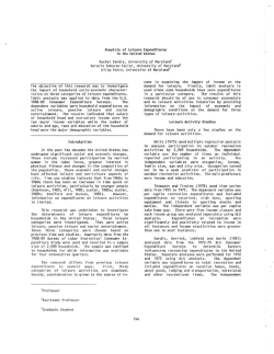 Analysis of Leisure Expenditures in the United States