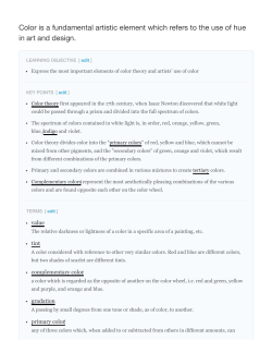 Color is a fundamental artistic element which refers to the