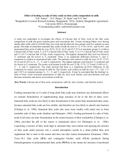 Feeding effect of ca-salts of fatty acids on fatty acids profile in milk