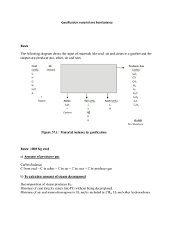 Gassification material and heat balance