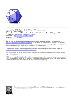 Irrationality of The Square Root of Two -- A