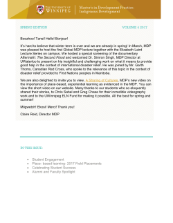 SPRING EDITION VOLUME 4 2017 Boozhoo! Tansi! Hello! Bonjour