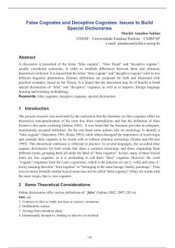 False Cognates and Deceptive Cognates: Issues to Build