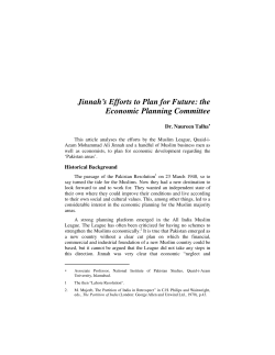 Jinnah`s Efforts to Plan for Future: the Economic Planning