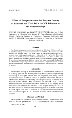 Effect of temperature on the buoyant density of bacterial and viral