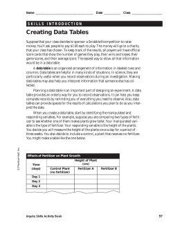 Creating Data Tables