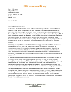 Board of Directors Allegiant Travel Co. Corporate Secretary 1201 N