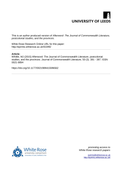 Afterword: The Journal of Commonwealth Literature, postcolonial