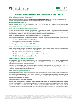 Certified Health Insurance Specialist (CHS) &ndash; FAQs