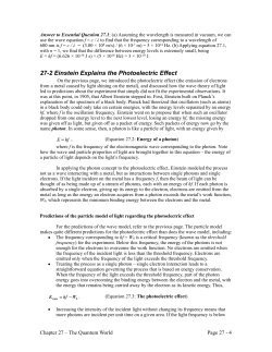 27-2 Einstein Explains the Photoelectric Effect