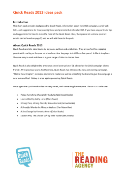 Quick Reads 2013 ideas pack