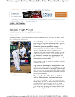 Baseball`s Weight Problem