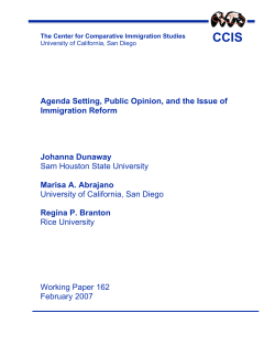 Agenda Setting, Public Opinion, and the Issue of Immigration Reform