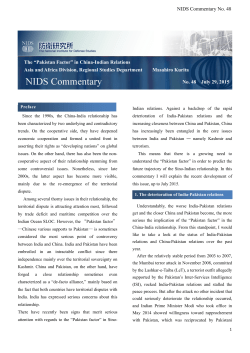 NIDS Commentary No. 48 The &ldquo;Pakistan Factor&rdquo; in China