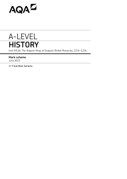A-level History Mark scheme HIS3A - The Angevin Kings of