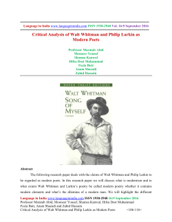 Critical analysis of Walt Whitman and Philip