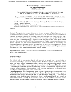 The Marine Biomass From Black Sea Coast, Composition And