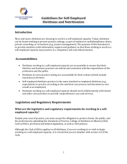 Guidelines for Self-Employed Dietitians and Nutritionists