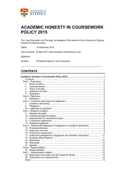 Academic Honesty in Coursework Policy 2015