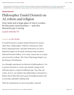 Philosopher Daniel Dennett on AI, robots and religion