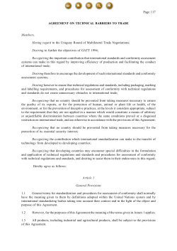 Page 117 AGREEMENT ON TECHNICAL BARRIERS TO TRADE